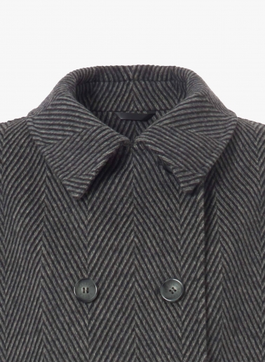 Grey herringbone pure wool peacoat