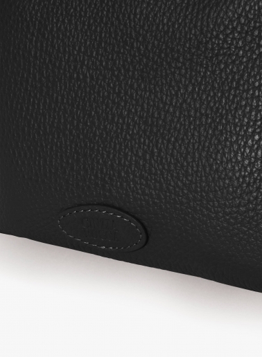 Black genuine leather crossbody bag with three compartments