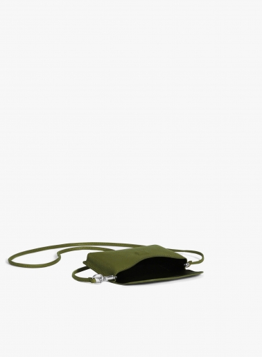 Military green genuine leather phone bag