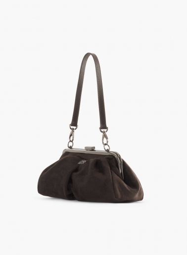 Brown clutch bag in pure silk