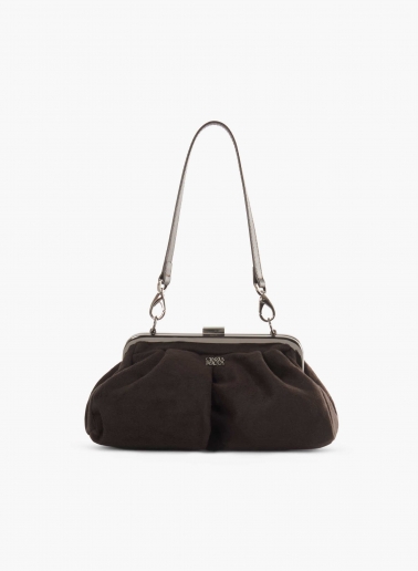 Brown clutch bag in pure silk