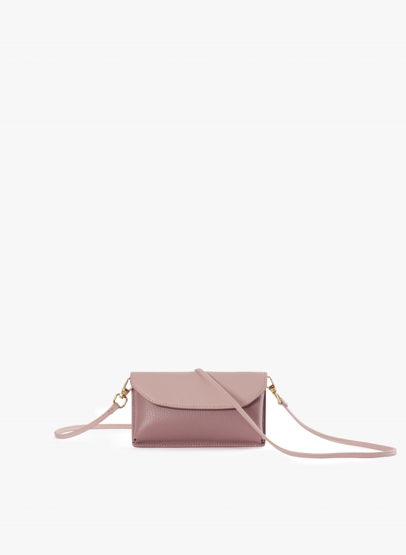 Two-tone pink genuine leather phone bag