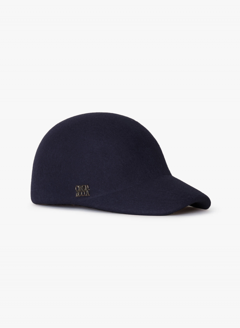 Blue wool felt baseball hat
