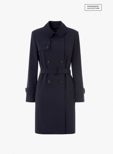 Double breasted dark blue trench coat in technical fabric | Cinzia Roc