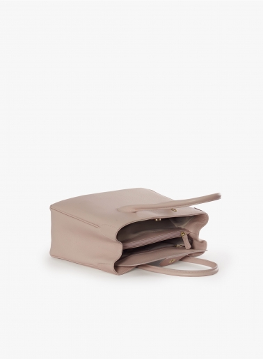 Pink genuine leather tote bag