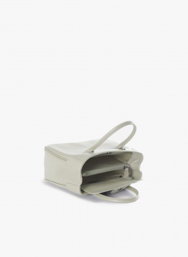 Small white genuine leather tote bag