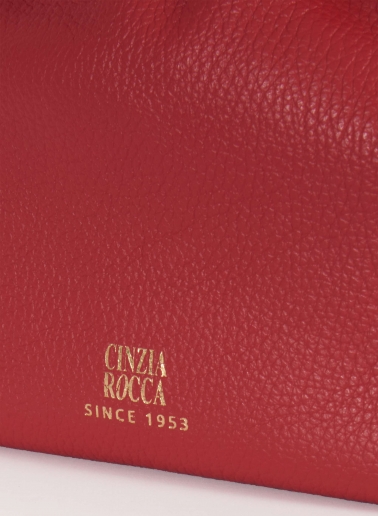 Red small bucket bag with handle and strap
