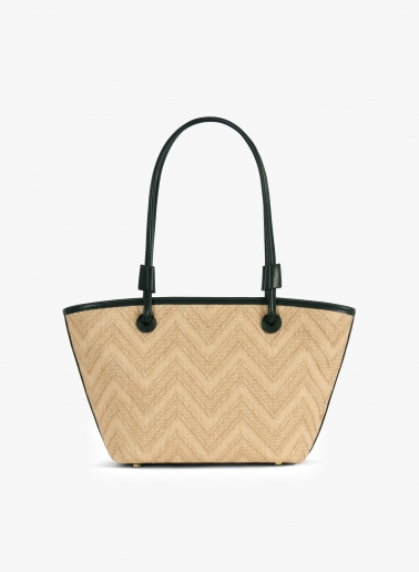 Straw tote bag with black leather details | Cinzia Rocca