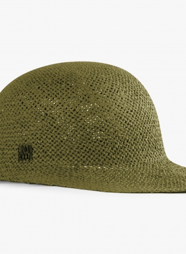 Green straw baseball hat