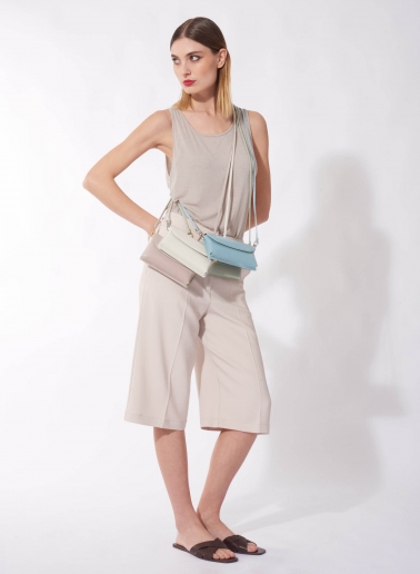 White crossbody phone bag in genuine leather