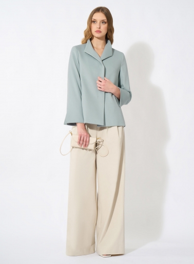 Light blue pure wool jacket with high collar