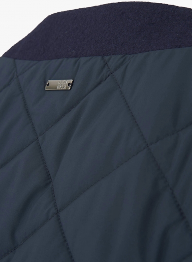 Dark blue quilted jacket with pure wool edges