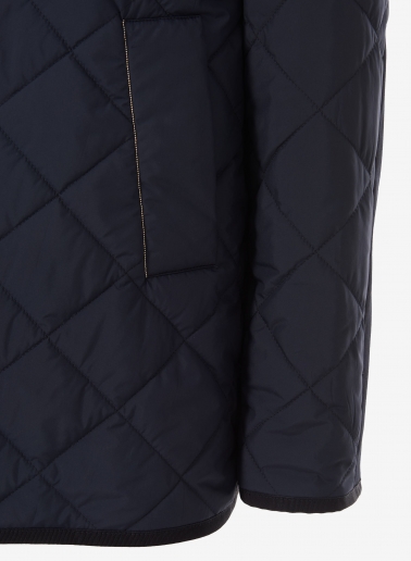 Dark blue quilted jacket in technical fabric with lurex details