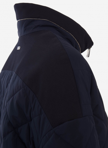 Dark blue quilted jacket in technical fabric with lurex details