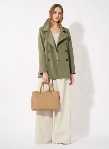 Light camel genuine leather tote bag