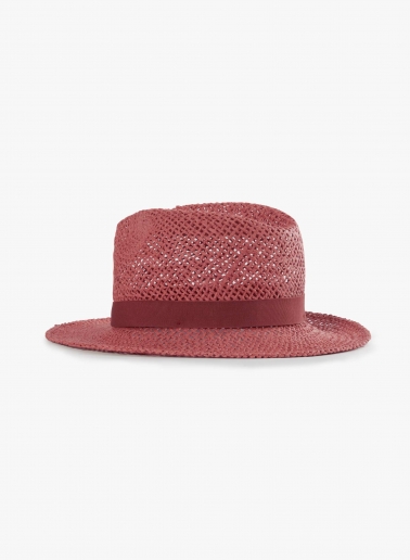 Pink classic openwork straw hat