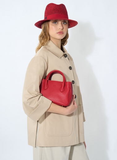 Red classic openwork straw hat