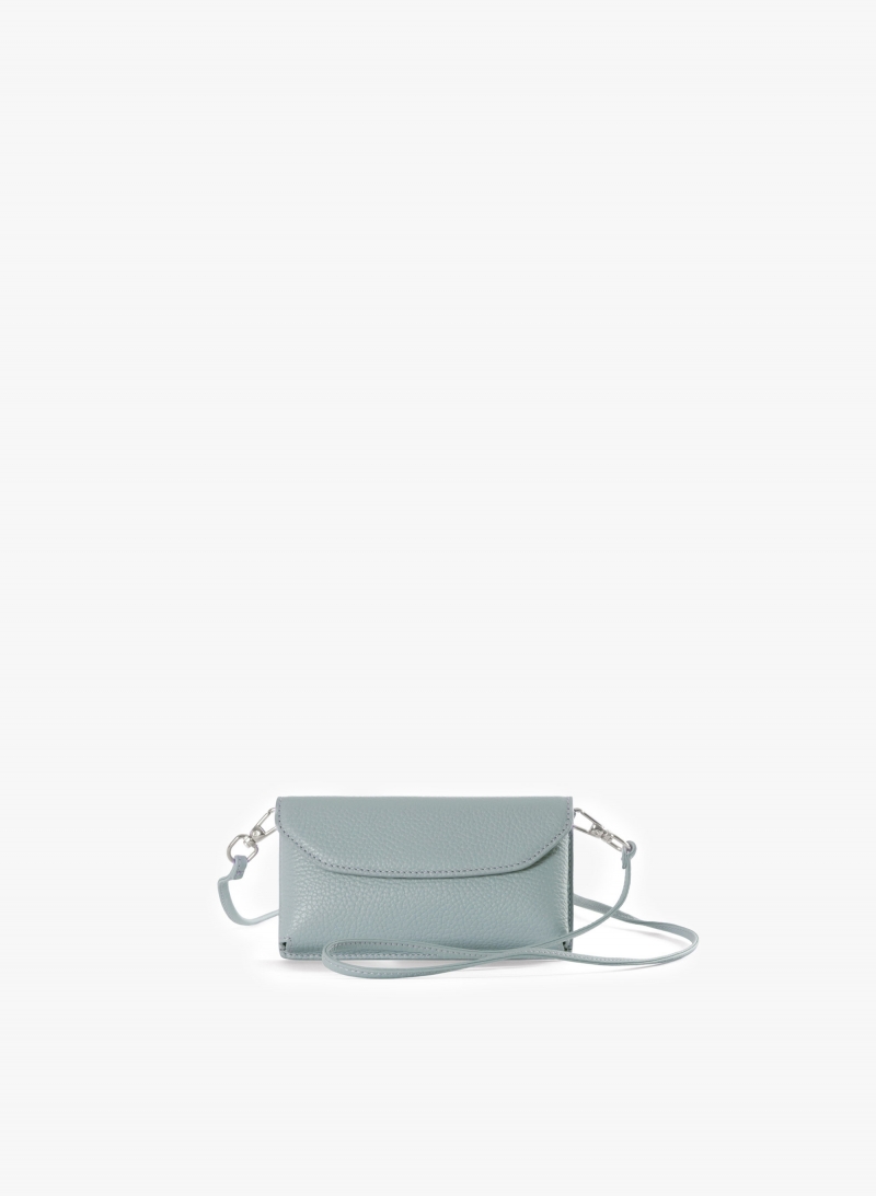 Light blue genuine leather phone bag