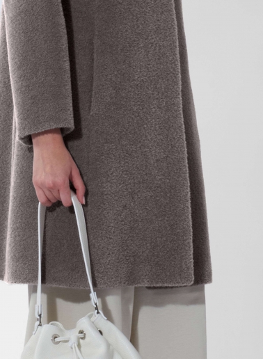 Flared dark taupe wool and alpaca coat