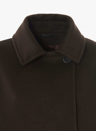 Brown pure wool cape with knitted inserts