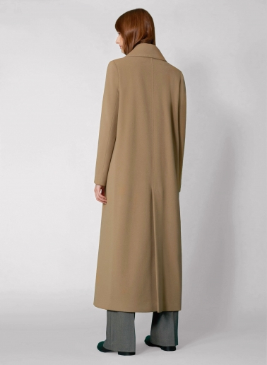 Maxi 6 buttons double breasted dark camel wool and cashmere coat