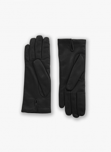 Black nappa leather gloves with top stitches