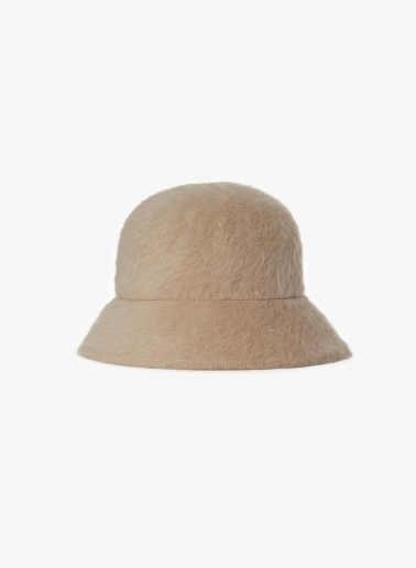 Beige wool cloche hat with fur effect