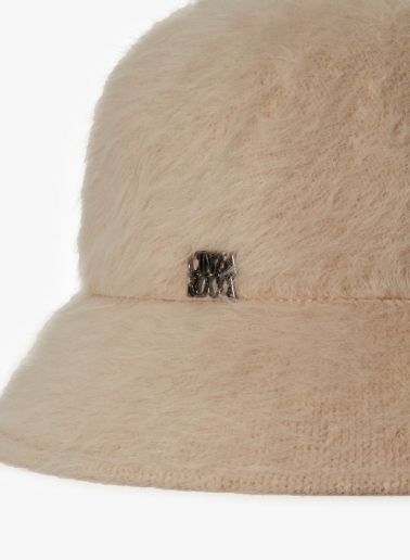 Beige wool cloche hat with fur effect