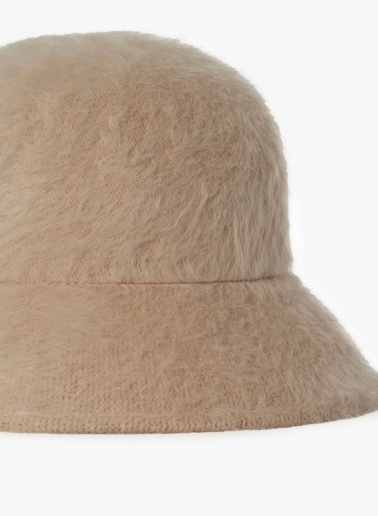 Beige wool cloche hat with fur effect