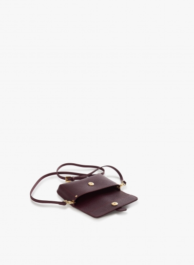 Burgundy genuine leather mini shoulder bag