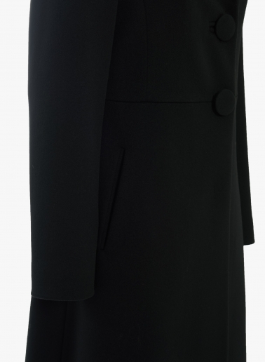 Long single breasted black pure wool frock coat