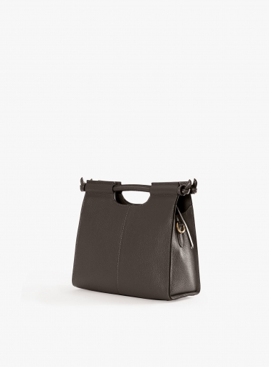 Brown leather handbag with strap