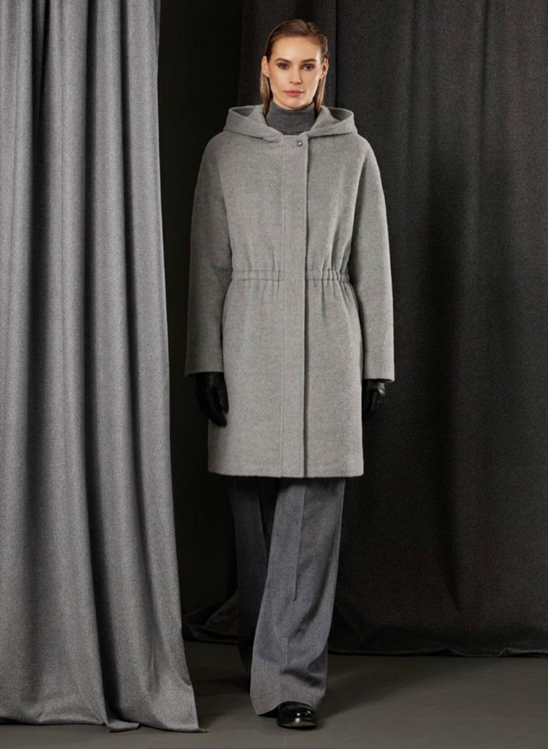 Grey alpaca and wool parka