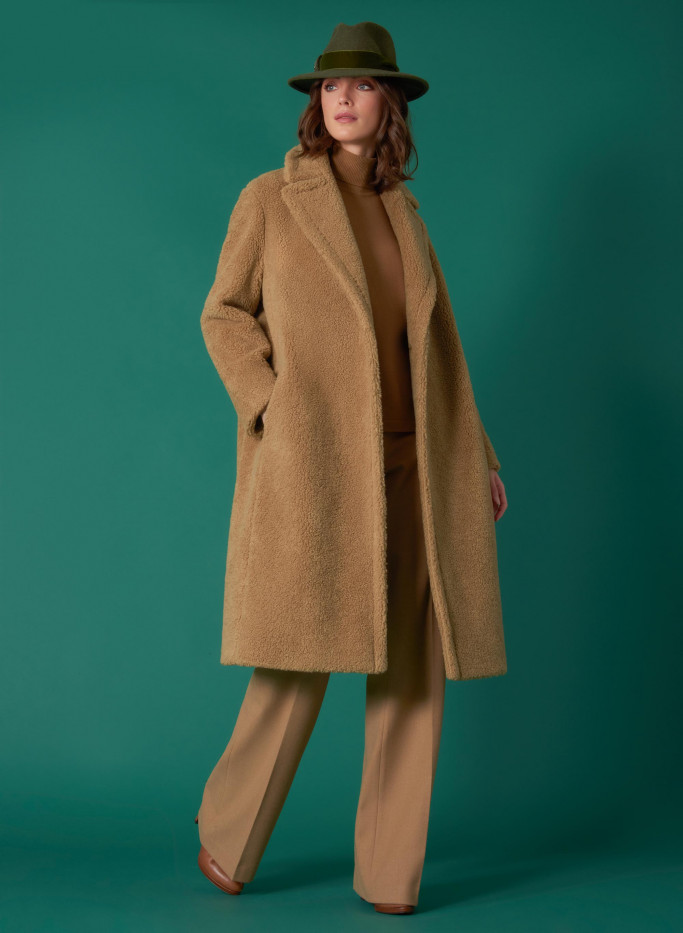 Long teddy coat with notch collar - Cinzia Rocca