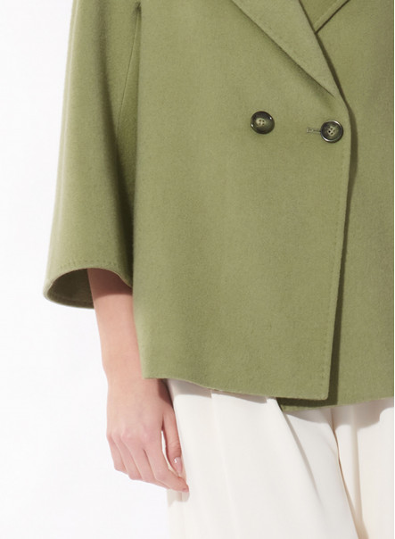 Зеленый двубортный пиджак из кашемира и шерсти