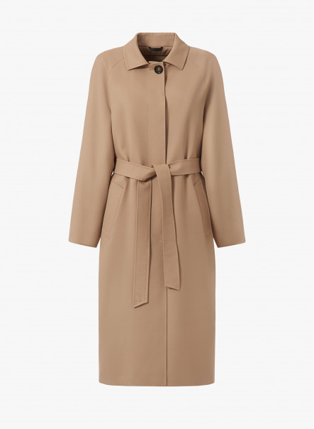Beige wool overcoat with shirt collar