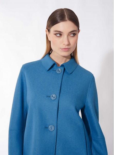 Голубая куртка из вареной шерсти с рубашечным воротником