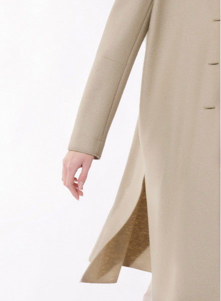 Three botton beige boiled wool overcoat