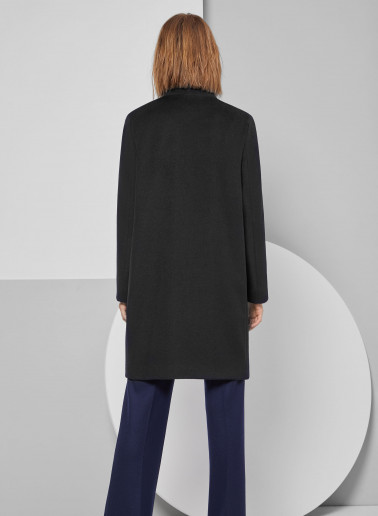 Black pure wool coat with inverted notch collar