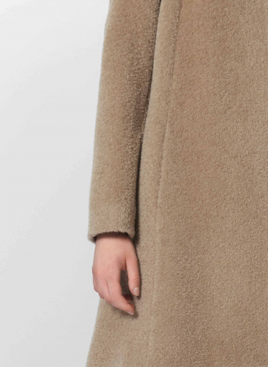 Flared dark beige wool and alpaca coat