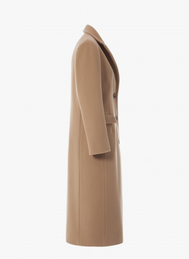 Maxi light camel wool and cashmere masculine coat