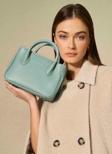 Mini tobacco color genuine leather tote bag