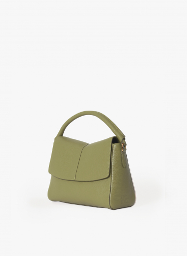 Military green genuine leather handbag