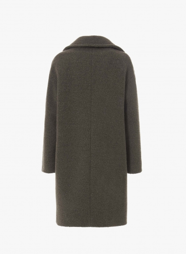 Double breasted dark taupe wool coat with notch collar