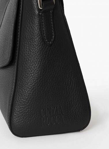 Black genuine leather handbag