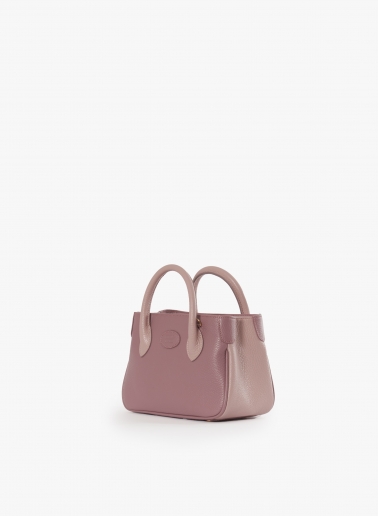 Mini two-tone pink genuine leather tote bag