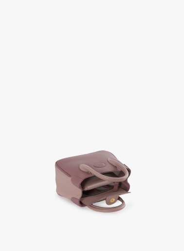 Mini two-tone pink genuine leather tote bag
