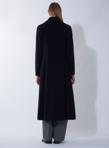 Maxi double breasted blue pure wool frock coat