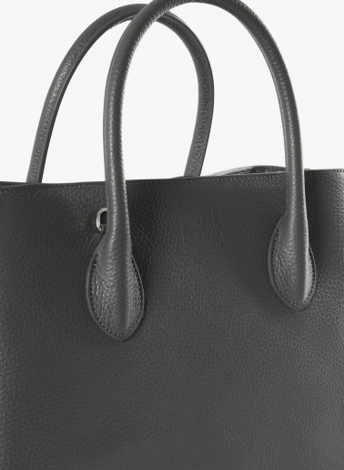 Small grey genuine leather tote bag