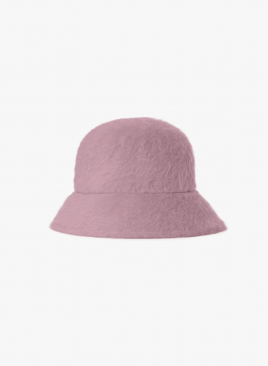 Pink wool cloche hat with fur effect